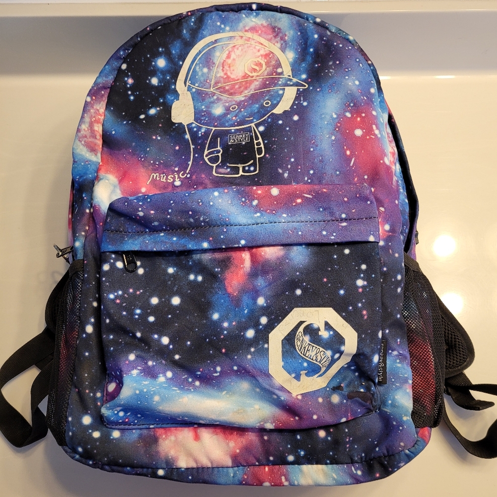 Sensky & Style Galaxy Print Anime Music Lover Lightweight Roomy Padded Backpack - Picture 1 of 16